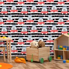 Tapeta Dziecięca MISIE Autka Serca Gwiazdki Paski 53x1000  - Miniaturka zdjęcia nr 3