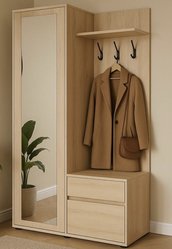 Garderoba do przedpokoju DUO 180x95x35 cm z lustrem wieszakami szafka na buty dąb sonoma - Miniaturka zdjęcia nr 2