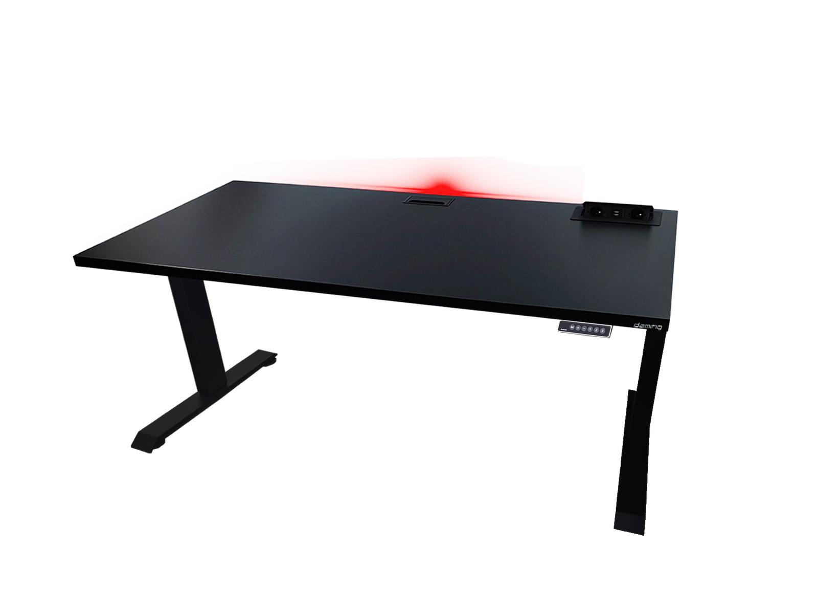 Biurko gamingowe elektryczne model 3 TOP 160x80x70-118 cm regulowane nogi LED RGB pilot przepust USB czarne nr. 3