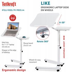 Tatkraft Like stabilny stolik pod laptopa, 4 kółka - Miniaturka zdjęcia nr 6