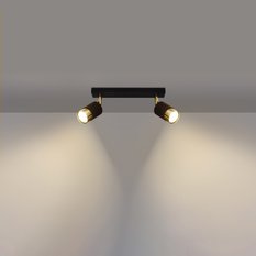 Plafon NERO 2 czarny/złoty 18x5x30cm nowoczesna lampa GU10 do salonu  - Miniaturka zdjęcia nr 3