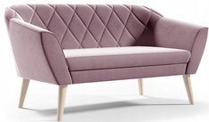 Sofa GLORIA 140x70x75 cm dwuosobowa w stylu skandynawskim RIVIERA różowa do salonu - Miniaturka zdjęcia nr 1