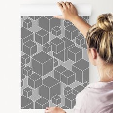 Tapeta Do Salonu Wzór GEOMETRYCZNY Szare Sześciany 53x1000  - Miniaturka zdjęcia nr 7