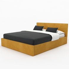 Łóżko tapicerowane do sypialni 180x200x88 cm podwójne z pojemnikiem basic żółte - Miniaturka zdjęcia nr 10