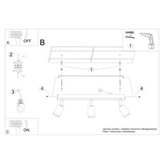 Plafon VERDO 3 17,5x45x61 cm zwis sufitowy 3-punktowy GU10 loft nowoczesna lampa sufitowa drewno naturalne biały - Miniaturka zdjęcia nr 6