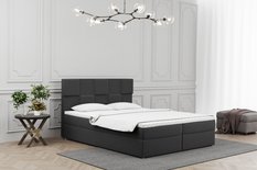 Łóżko ALMA 160x200cm z funkcją przechowywania i materacem do sypialni ciemnoszare