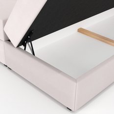 Łóżko kontynentalne 180x200x113 cm tapicerowane podwójne z materacem kremowe - Miniaturka zdjęcia nr 16