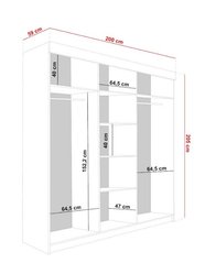 Szafa przesuwna Lamaro 200x205x59 cm z lustrem trzydrzwiowa do sypialni czarna old style brąz - Miniaturka zdjęcia nr 2