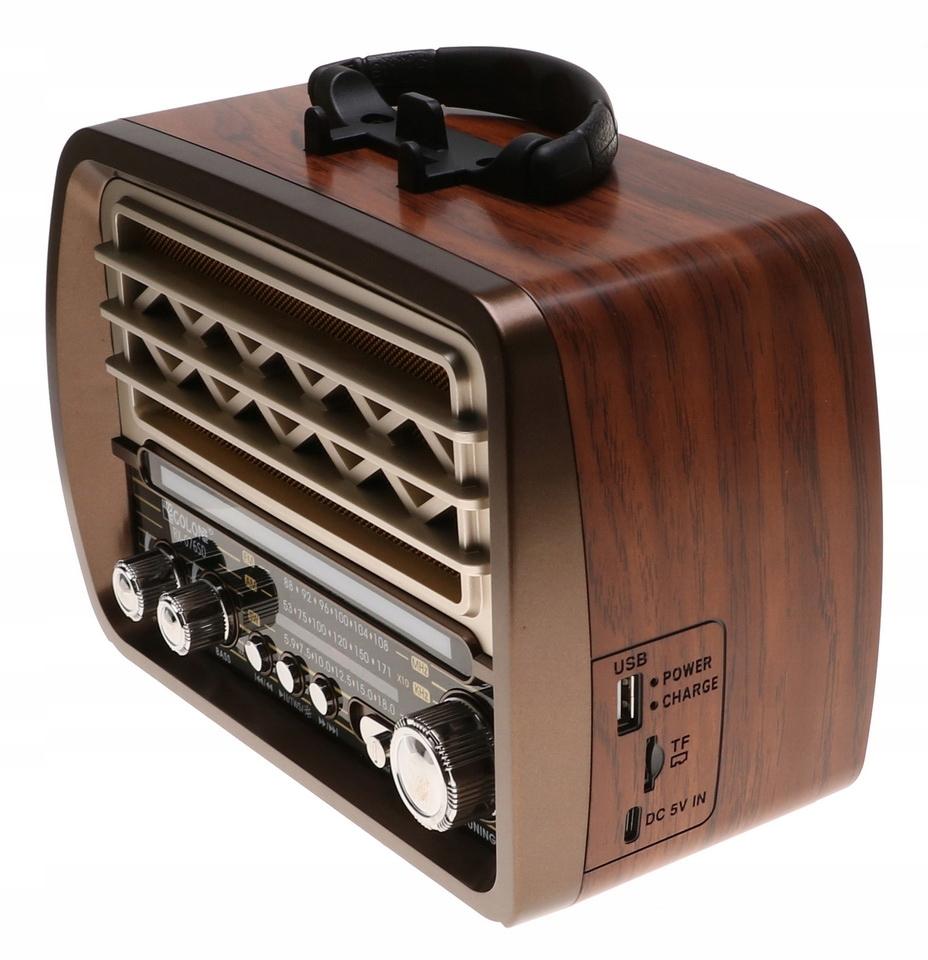 Radio przenośne  24 x 17,5 x 11,5 cm RETRO z funkcją bluetooth   USB ładowany solarnie brązowe nr. 3