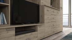 Meblościanka z szafą KENA 360x200x53 cm zestaw mebli do salonu barek RTV Dąb bordeaux  - Miniaturka zdjęcia nr 2