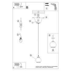 Lampa wisząca ALINO 1 czarna 130x15x15cm nowoczesna E27 do salonu - Miniaturka zdjęcia nr 5