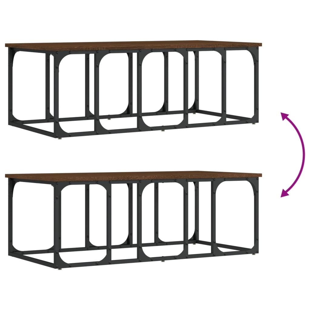 Stolik kawowy 100x50x35,5 cm z metalowymi nogami brązowy dąb do salonu nr. 7