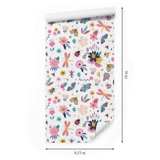 Tapeta dla dzieci w kwiaty rośliny motyle owady  - Miniaturka zdjęcia nr 2