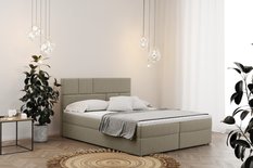 Łóżko BALI 140x200 cm z funkcją przechowywania i materacem do sypialni beżowe
