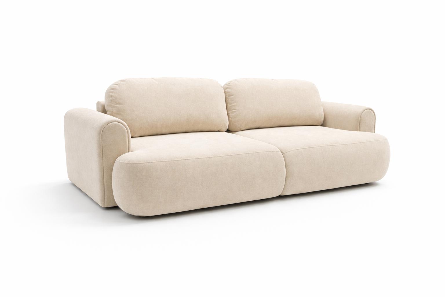 Kanapa z funkcją spania ITALY 253x110x71 cm FLOW trzyosobowa sofa rozkładana beżowa