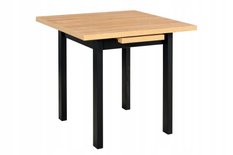 Stół MAX M-7 80x76x80/110 cm kwadratowy rozkładany do kuchni jadalni drewno bukowe laminat czarny/dąb grandson