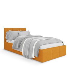 Łóżko Pojedyncze 90x200cm łóżko tapicerowane z pojemnikiem żółte do sypialni wezgłowie 100 cm - Miniaturka zdjęcia nr 5