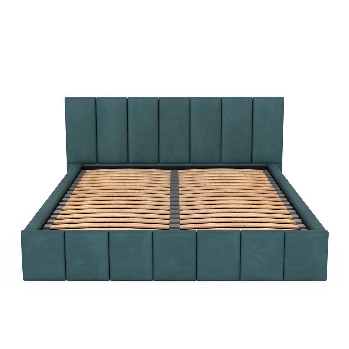 Łóżko tapicerowane 140x200 premium z pojemnikiem do sypialni turkusowe wezgłowie 107 cm nr. 16