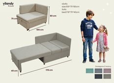 Sofa dla dzieci Viluś 106x75x80 cm narożnik jednoosobowy do pokoju z funkcją spania i przechowywania beżowy - Miniaturka zdjęcia nr 7