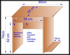 Biurko BOLEK B017 74x80x50 cm Dąb Sonoma do biura  - Miniaturka zdjęcia nr 4