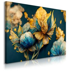 Obraz Na Płótnie Niebieskie Rozkwitające Kwiaty 40x30 Dekoracja do Salonu - Miniaturka zdjęcia nr 1
