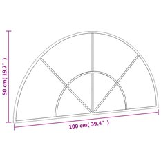 Lustro 100x50 cm  do sypialni łazienki ścienne zakończone łukiem żelazo czarne - Miniaturka zdjęcia nr 7