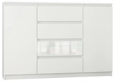 Komoda MODERN 140x40 cm biała tekstura z szufladami i szafką do biura sypialni lub salonu