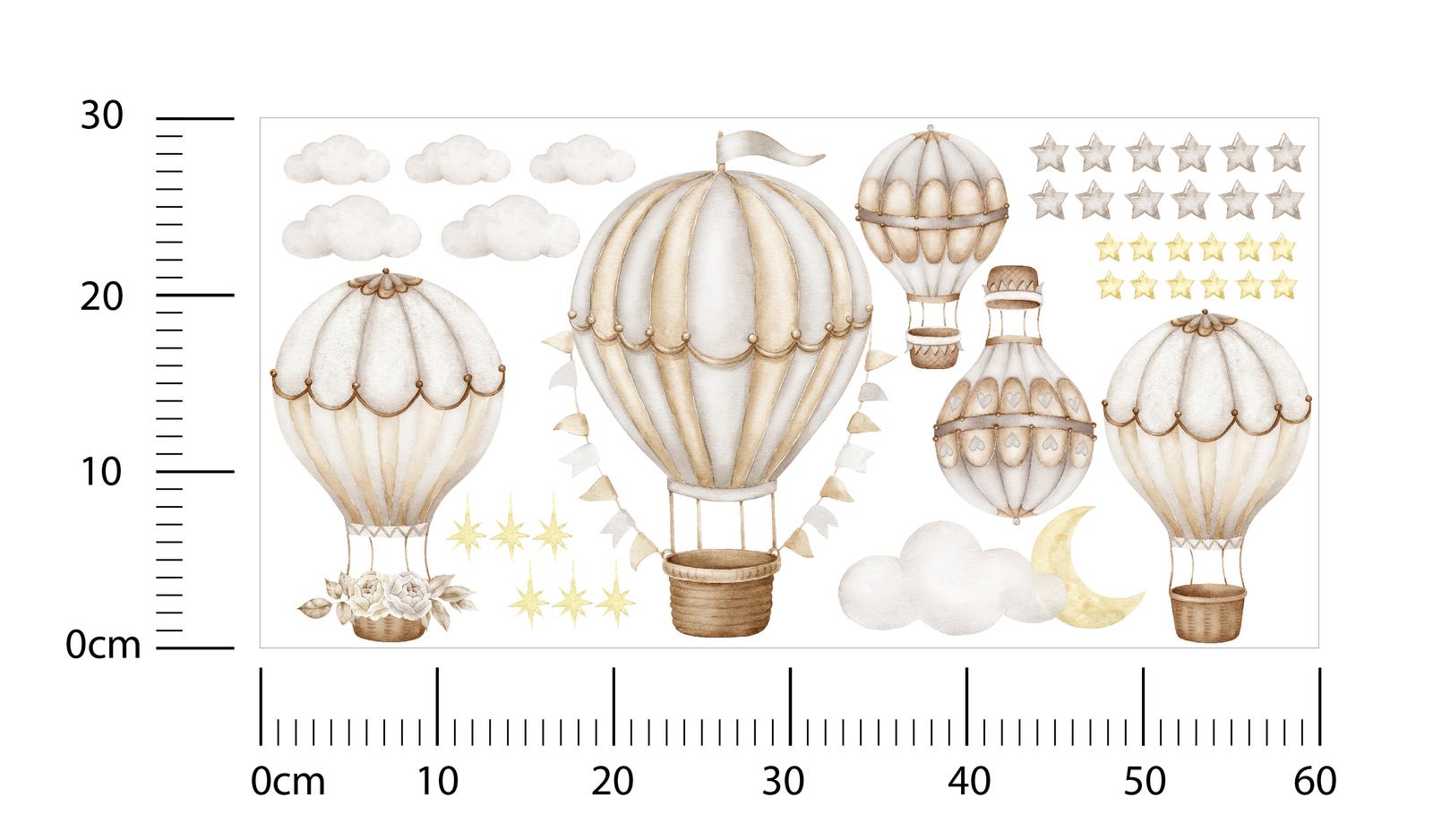 Naklejki Ścienne Dla Dzieci BALONY Chmurki Gwiazdy ZESTAW Styl Skandynawski 60x30  nr. 2