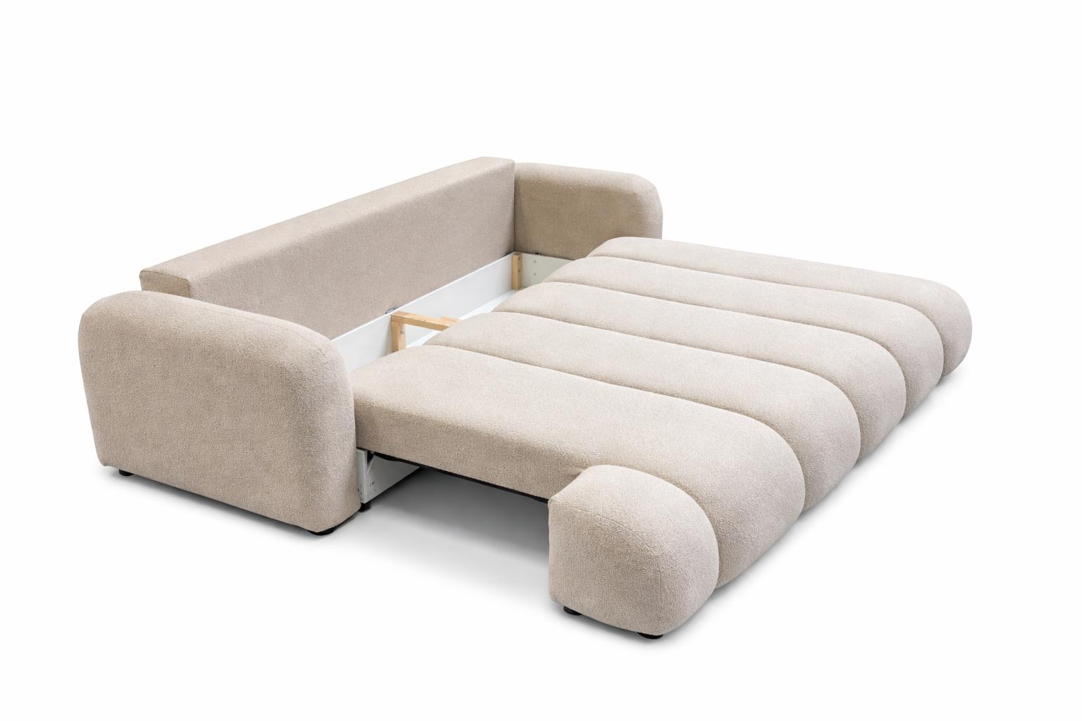 Kanapa rozkładana trzyosobowa z funkcją spania Mediolan 250x112x90 cm sofa z funkcją spania tkanina LOOP kremowa nr. 8