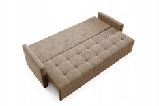 Kanapa IVIO 230x87x86 cm sofa z funkcją spania rozkładana velvet welur jasnobrązowa do salonu - Miniaturka zdjęcia nr 7