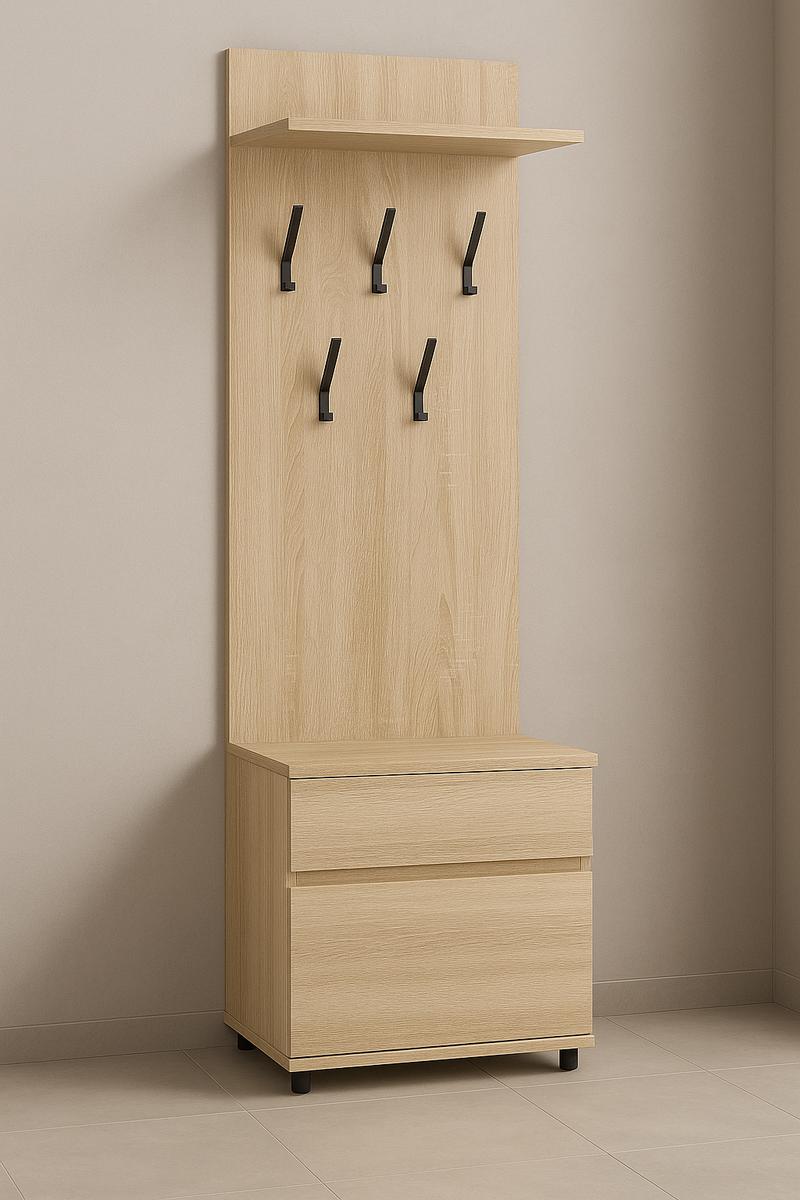 Garderoba do przedpokoju DUO 1 190x45x40 cm z lustrem wieszakami szafka na buty dąb sonoma 