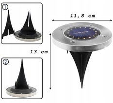 Lampa 13 cm solarna ogrodowa LED gruntowa najazdowa do ogrodu  - Miniaturka zdjęcia nr 7