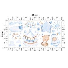 Naklejki Na Ścianę Dla Dzieci Misie Niebieskie 60x30 Boho ZESTAW - Miniaturka zdjęcia nr 2
