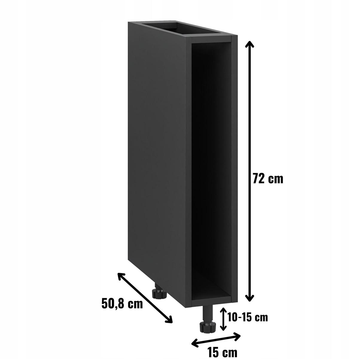 Korpus szafka kuchenna dolna pod cargo 15x82x50,8 cm z akcesoriami czarny  nr. 2