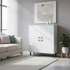 Wysoka komoda NOMI 100x40x113 cm czterodrzwiowa do salonu biała loft - Miniaturka zdjęcia nr 1