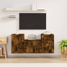 Zestaw szafek RTV 57x34,5x40 cm stojące 3-częściowe przydymiony dąb do salonu - Miniaturka zdjęcia nr 2