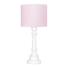 Lampa stołowa CLASSIC 25x25x55 cm liliowa ze ściemniaczem drewno białe