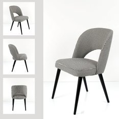 Krzesło tapicerowane KR-5 46x82x45 cm DELUXE pepitka do jadalni szary