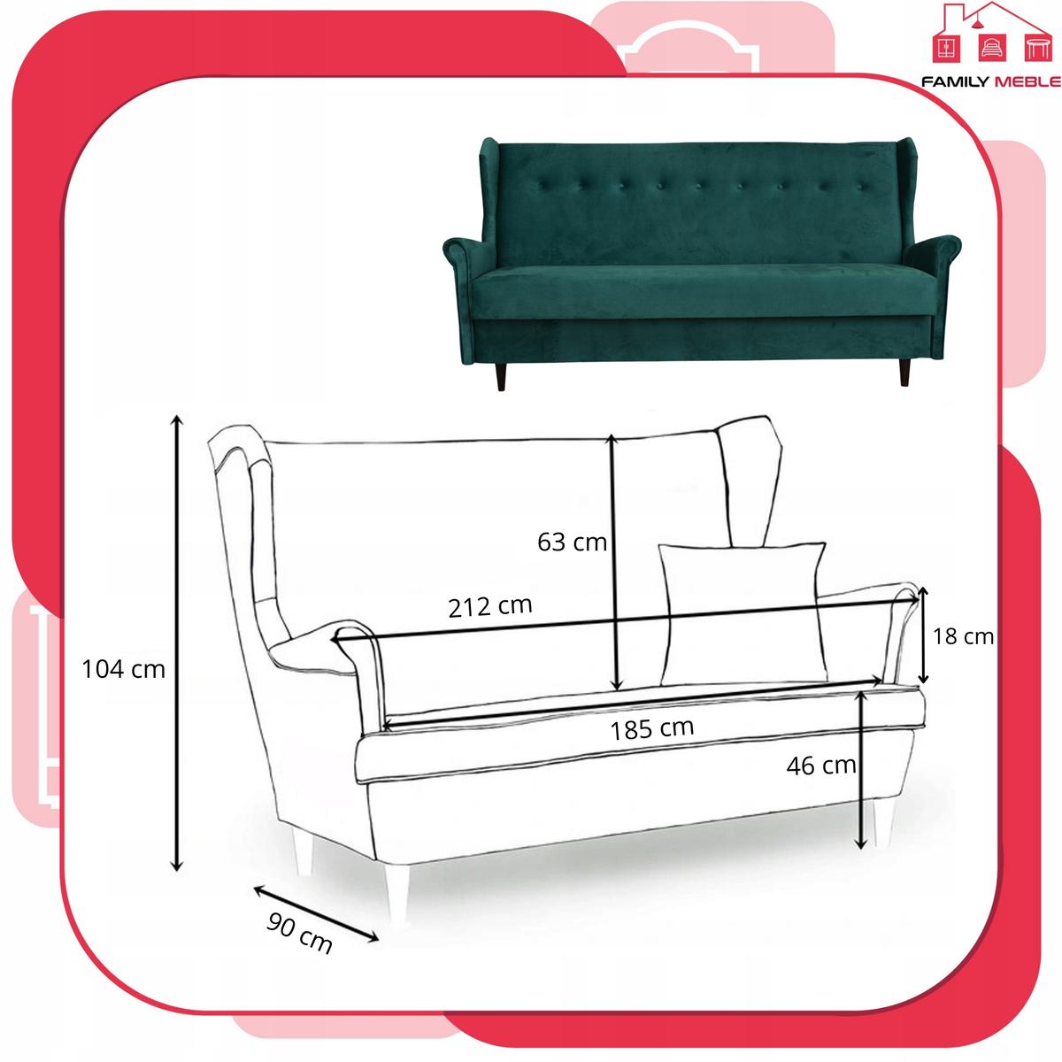 Wersalka sofa uszak kanapa rozkładana Ari pistacja nr. 7