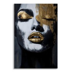 Obraz Na Płótnie Do Salonu Portret Kobiety Styl Glamour Abstrakcja 80x120cm - Miniaturka zdjęcia nr 2