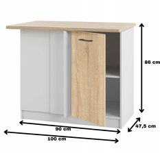 Szafka kuchenna dolna 100x86x60 cm stojąca narożna z blatem dąb sonoma do kuchni - Miniaturka zdjęcia nr 2