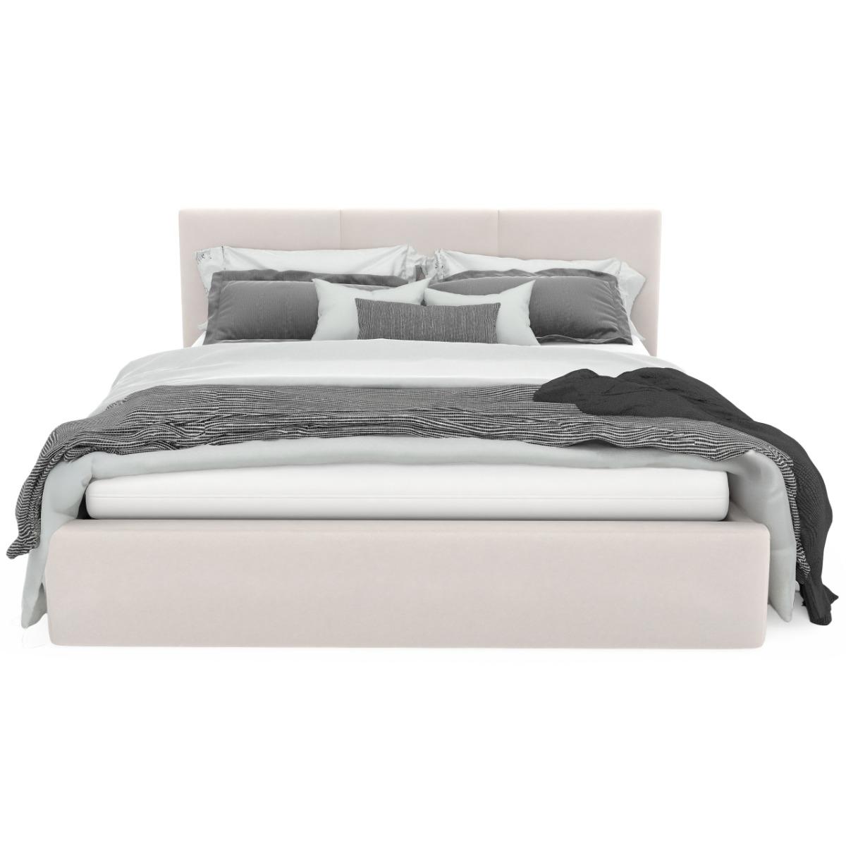 Łóżko tapicerowane do sypialni basic 120x200x88 cm podwójne z pojemnikiem kremowe nr. 11