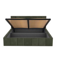 Łóżko tapicerowane 140x200 premium z pojemnikiem do sypialni khaki wezgłowie 107 cm - Miniaturka zdjęcia nr 12