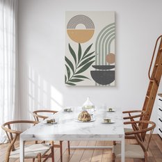 Obraz Na Płótnie Gałązki Oliwne Słońce Styl Boho Abstrakcja 80x120cm - Miniaturka zdjęcia nr 4