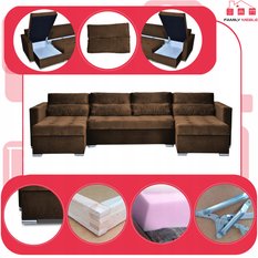 Narożnik Varius BIG 297x74x140 cm kształt U z funkcją spania i przechowywania do salonu Royal brązowy - Miniaturka zdjęcia nr 4