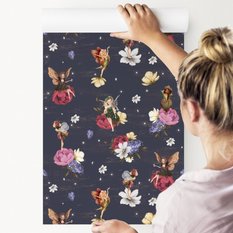 Tapeta Dla Dziewczynki WRÓŻKI Kolorowe Kwiatki  - Miniaturka zdjęcia nr 3