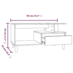  Stolik kawowy 90x49x45 cm z praktyczną szufladą i przegrodą biały o wysokim połysku do salonu - Miniaturka zdjęcia nr 10