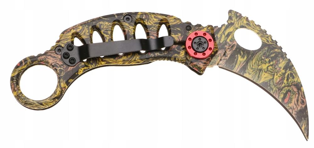 Nóż myśliwski 17 cm / 6,5 cm scyzoryk karambit składany turystyczny survivalowy wielobarwny nr. 2