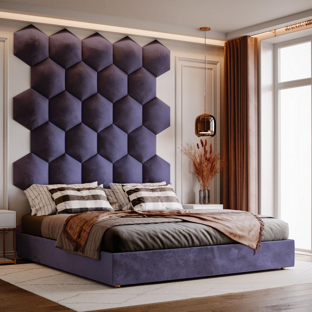 Panele tapicerowane 35x40 cm hexagon magic velvet lawendowy  nr. 3