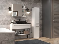 Szafka łazienkowa NEL IV 174x31x30 cm z drzwiami i koszem do łazienki biały mat bestseller - Miniaturka zdjęcia nr 4